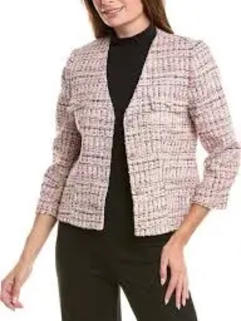 Elie Tahari Madie Pink Metallic Tweed Blazer